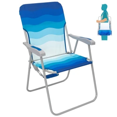 Immagine di #WEJOY Sedia da Spiaggia Pieghevole, Mare Leggera con Schienale Alto Portatile Tracolla, Spiaggina Campeggio Esterno Giardino Picnic Piscina, 1/2 Pezzi