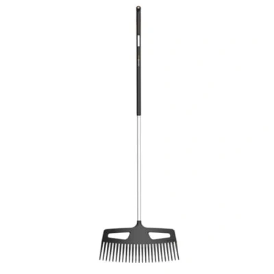 Immagine di Fiskars Scopa per foglie con denti molto resistenti, Lunghezza: 176 cm, Larghezza: 49 Nero/Arancione, Alluminio/Plastica, L, Xact, 1027037