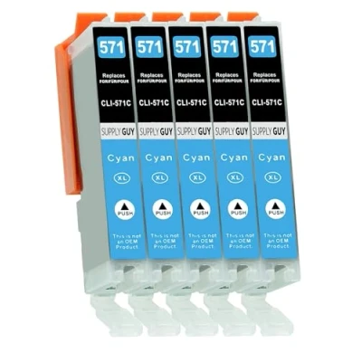 Immagine di Supply Guy 5 XL cartucce per stampanti compatibile con Canon CLI 571 Ciano Pixma MG5750 MG5751 MG6850 MG7750 TS5050 TS5055 TS6050 TS8050 TS9050 TS9055 e altro (vedi pagina del prodotto)