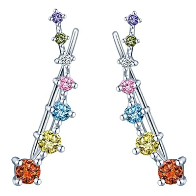 Immagine di MICGIGI orecchini da donna in argento sterling 925 a sette stelle con zirconi clip