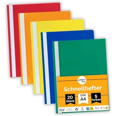 Immagine di perfect line 20 camicie rapide (PP) DIN A4, 5 colori, plastica riciclabile, made in Germany
