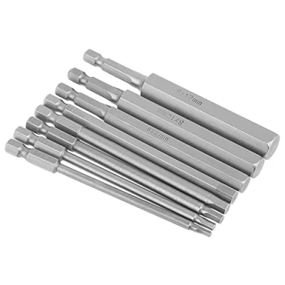Immagine di Set di punte per cacciavite chiave a brugola da 8 pezzi, punta esagonale, codolo esagonale 1/4 pollice, H2.5, H3, H4, H5, H6, H8, H10, H12, mano e trapani elettri