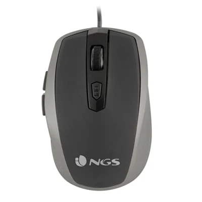 Immagine di NGS Tick Silver Mouse Ottico 800/1600dpi con Cavo USB, per Computer o Laptop 6 Pulsanti, Ergonomia Destrosi, Argentato e Nero