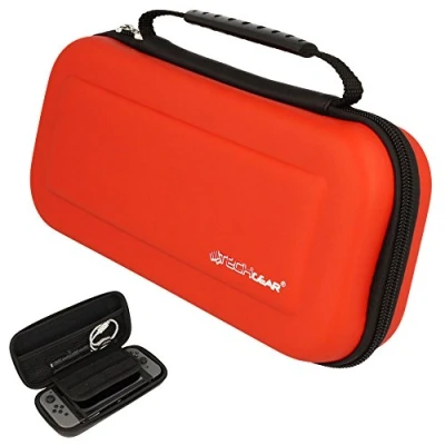 Immagine di TECHGEAR Custodia Compatibile Con Nintendo Switch protettiva da viaggio Cover rigida e spaziosa realizzata per + Controller Joy Giochi Accessori [Rosso]