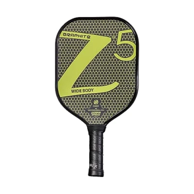 Immagine di ONIX Paddle per pickleball in grafite Z5 (fronte fibra di carbonio con superficie ruvida, impugnatura comoda e nucleo a nido d&#039;ape Nomex tocco, controllo potenza), giallo