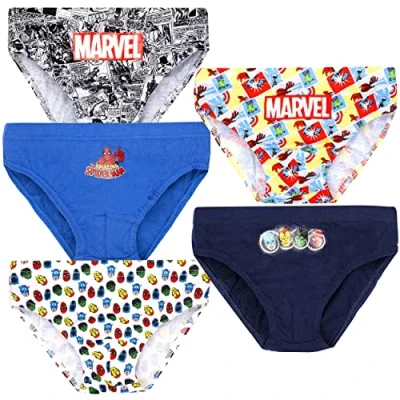 Immagine di Marvel Biancheria intima per ragazzi Multipack Confezione da 5 100% cotone Varietà di disegni Merchandise ufficiale Marvel, Multicolore, 6 7 Anni