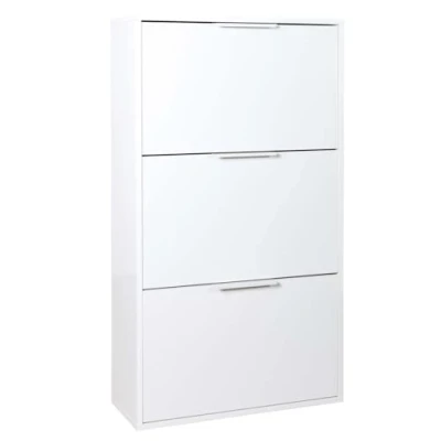 Immagine di Composad Scarpiera della Linea ESPRESSO Doppia Profondità, con 3 Ribalte, Salvaspazio, Ingresso, Ripostiglio, Portascarpe, (LxAxP) 65x119,5x25 cm, Colore Bianco, Made in Italy
