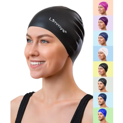 Immagine di Limmys Cuffia Piscina Donna e da uomo 100% Silicone Nuoto di Qualità Superiore, Elastica Comoda Disponibile in Diversi Meravigliosi Colori