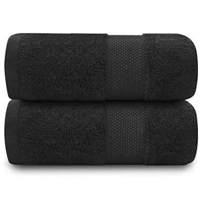 Immagine di GC GAVENO CAVAILIA asciugamani da bagno 700 g/m², confezione 2 in cotone egiziano, ad asciugatura rapida, morbidi al tatto, colore nero, 90 x 140