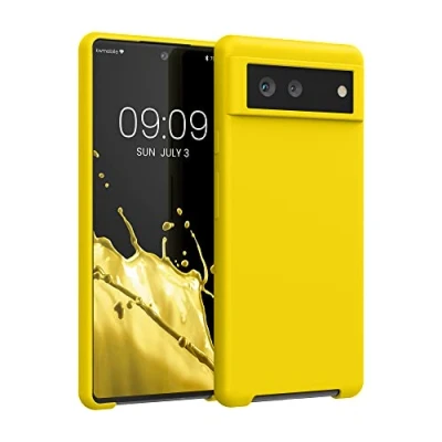 Immagine di kwmobile Custodia Compatibile con Google Pixel 6 Cover Back Case per Smartphone in Silicone TPU Protezione Gommata giallo radiante