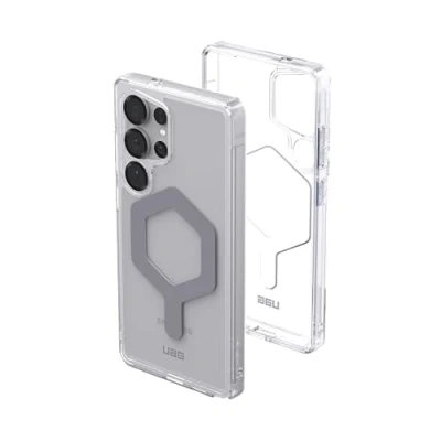 Immagine di Urban Armor Gear Plyo Pro Case Samsung Galaxy S25 Ultra cover (Designed for Samsung, anello magnetico, Ricarica wireless compatibile) ice (trasparente)/argento