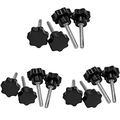 Immagine di Manopole Filetto Maschio, 12pcs Filettato Lmpugnature Testa Pomello per Macchina Utensile a Stella M6 x 40 mm Manopola di Serraggio del Filo,Nero,Vite Utensili