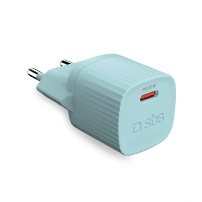 Immagine di SBS Caricatore caricabatterie con materiali riciclati GRS, porta USB C, 25 Watt, presa europea, eco friendly, ideale per smartphone Android, iPhone, tablet, auricolari, speaker, smartwatch