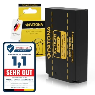 Immagine di PATONA Batteria Ricambio per Canon LP E12 LPE12 Batterie Compatibile con EOS 100D, M, M2, M10, M50, Rebel SL1