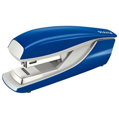 Immagine di Leitz Cucitrice da Ufficio Flat Clinch, Capacità fino a 40 Fogli, Design Ergonomico in Metallo, Include Punti, Gamma NeXXt, 55050035, Blu