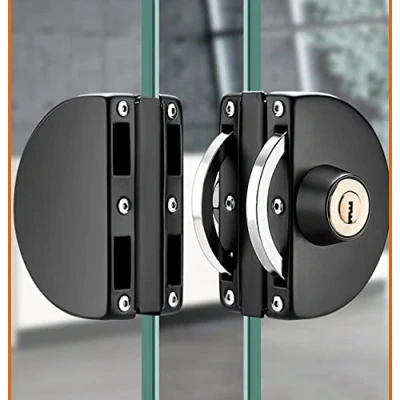 Immagine di Qrity Serratura a Incasso per Porte Scorrevoli, In Acciaio Inox, con Chiave, Vetro di Casa e Ufficio Spessore 10 12 mm, Nero