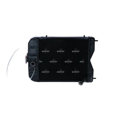 Immagine di NRF 53654 Radiatore motore Alluminio 430 385 59 con calotta/coperchio Alette di raffreddamento saldate