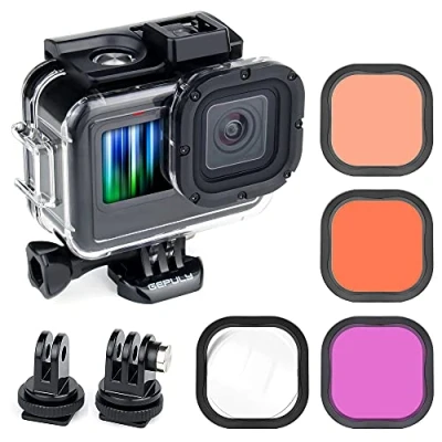 Immagine di GEPULY custodia impermeabile con filtri subacquei per GoPro Hero 9 10 11 12 nero, protettiva subacquea 3 rosso, boccaglio, magenta, 5 HD close up