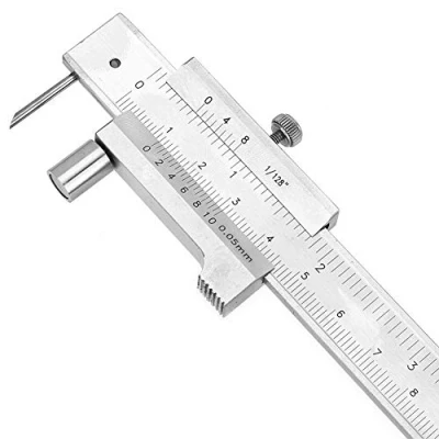 Immagine di calibro a corsoio, campo di misura da 0 200 mm, durevole corsoio in acciaio inox con pollici e misure metriche, risoluzione 0,1 precisione +/ mm