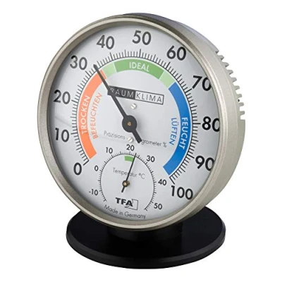Immagine di TFA Dostmann Termoigrometro di precisione, 45.2033, analogico, con zone comfort, controllo della temperatura e dell&#039;umidità (antracite)