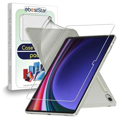 Immagine di ebestStar Cover per Samsung Galaxy Tab S9, 5G, Custodia Silicone Trasparente, Protezione TPU Antiurto, Morbida Sottile Slim, Trasparente + Vetro Temperato