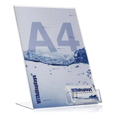Immagine di supporto pubblicitario DIN A4, a L, L con portabiglietti da visita extra come tavolo in PLEXIGLAS originale