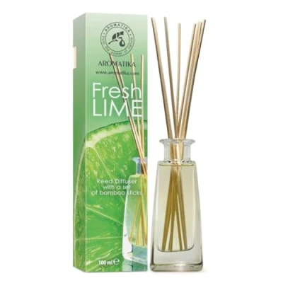 Immagine di Diffusore Profumato Lime 100ml con 10 Bastoncini di Bambù Olio Essenziale Fragranza Intensa &amp; Duratura Senza Alcool Aroma Diffuser Aromaterapia SPA Casa Ufficio Fitness Club