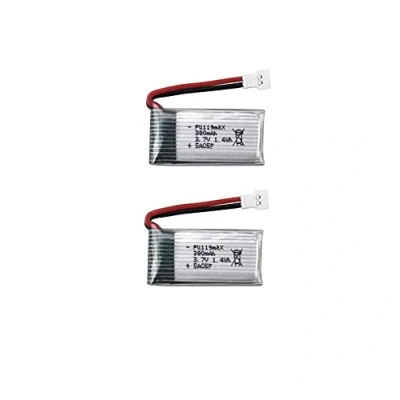 Immagine di YUNIQUE GREEN CLEAN POWER Batteria LiPo 3.7v 380mAh 2 Pezzi Compatibile con Hubsan X4 H107c H107d H107L, Syma X11 X11C, HS170 Ideale per Quadricotteri RC, Elicotteri Silver