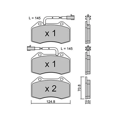 Immagine di METELLI 22 0651 2 Kit pastiglie freno Con contatto segnalazione usura ABARTH: 500 / 595 695 Hatchback, 500C 595C 695C Cabrio, Punto