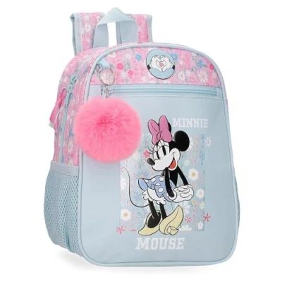 Immagine di Disney Minnie Happy Zaino per bambini, scolastico, realizzato in poliestere, tasche laterali, spalline larghe regolabili, maniglia superiore appenderla, sistema magic Fix., 28, Taglia