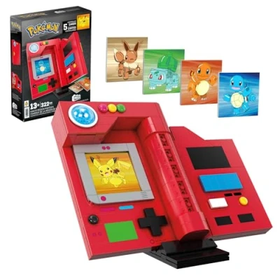 Immagine di MEGA Pokémon Pokédex della regione di Kanto, Set da Costruire con 322 Pezzi, Display, Dettagli Luminosi e 5 Carte lenticolari Personaggi Pokémon, Giocattolo per Collezionisti, 13+ Anni, HYM37
