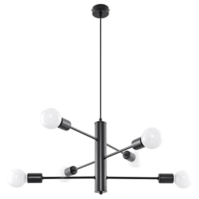 Immagine di SOLLUX lighting Lampadina: E27, 6 x 60 W, 15 50 Hz, 220 230 V, IP20, classe di protezione I lampadina non incluse: 60/60/85 cm, materiale: acciaio colore: nero, SL.0305