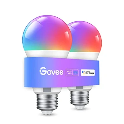 Immagine di Govee Lampadina LED E27 Intelligenti WiFi e Bluetooth, Funziona con l&#039;app Alexa Google Assistant, 800lm, 16 Milioni di Colori RGBWW fai da te, Sincronizzazione Musicale Smart, Set 2