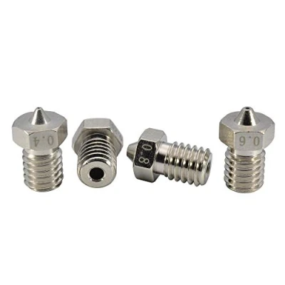 Immagine di Aggiornamento placcato all&#039;usura M6 filettatura ottone ugello 0,25 0,4 0,6 0,8 mm per 1,75 V6 Hotend Titan Aero estrusore Prusa I3 MK3 MK3S Anycubic Mega stampante 3D (1x0,25+1x0,4+1x0,6+1x0,8)