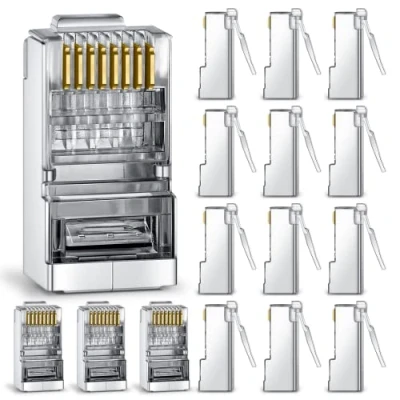 Immagine di Sumind 50 Pezzi Cat6 Conduttore Schermato RJ45 8P8C Connettore per STP Ethernet Network Cavo Spina Modulare a Crimpare