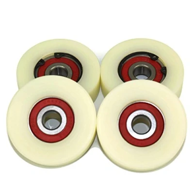 Immagine di (50 16 10) Confezione da 4 ruote in nylon lavorato 50 mm di diametro, realizzate nell&#039;UE (16 larghezza 10 cuscinetto)