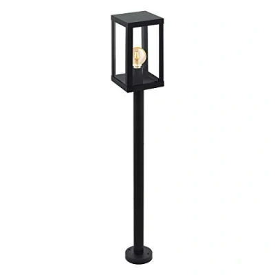 Immagine di Eglo Alamonte 1, Lampada a piantana per esterni 1 luce, da pavimento in acciaio galvanizzato nero e vetro trasparente, attacco E27, IP44