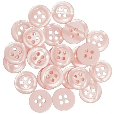 Immagine di AERZETIX C67914 Set di 25 Bottoni per cucire rotondi Ø11.5x2mm a 4 fori 18L L18 con bordo colore rosa chiaro in plastica apertura 1.8mm moda merceria cucito abbigliamento decorazione