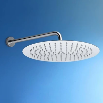 Immagine di JOHO Soffione Doccia con Braccio a Parete Pioggia In Acciaio Inox Docce Fisse Getti Silicone Anticalcare Rotondo D30 cm 40 cm, Cromo
