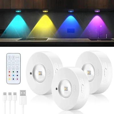 Immagine di Banaone Illuminazione a LED senza fili, Luce Vetrina RGB Ricaricabile USB con Touch e Telecomando, Funzione Temporizzazione, Luci Colorate per Guardaroba Libreria Scaffale (3)