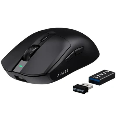 Immagine di ATTACK SHARK AJAZZ AJ139PRO SUPERLIGHT 4K Mouse da gioco wireless, sensore PAW3395, 26000 DPI, 4KHz, 2,4 Ghz/USB C eSport cablati, 6 pulsanti programma, durata batteria 700 ore, PC/MAC Nero