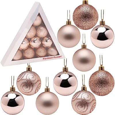 Immagine di Christmas Concepts® Confezione di palline albero Natale da 10 60 mm Baubles decorati lucidi, opachi e glitterati ... (Champagne)