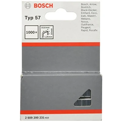 Immagine di Graffe a filo piatto tipo 57 10,6 x 1,25 10 mm 1000 pz. Bosch Accessories 2609200231 Dimensioni (L L) 10.6