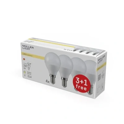 Immagine di Müller Licht Lampadina a goccia E14 3W 2.700K opaca 3+1 Set