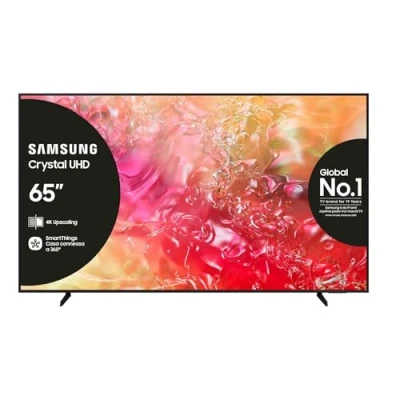 Immagine di Samsung Smart TV 65&quot; UE65DU7190UXZT, Crystal 4K UHD, Upscaling, Slim Look, DVBT 2, Q Symphony &amp; OTS Lite, Integrato con Bixby, comp Alexa e Google Assistant, Black 2024 [Amazon EXCL.]