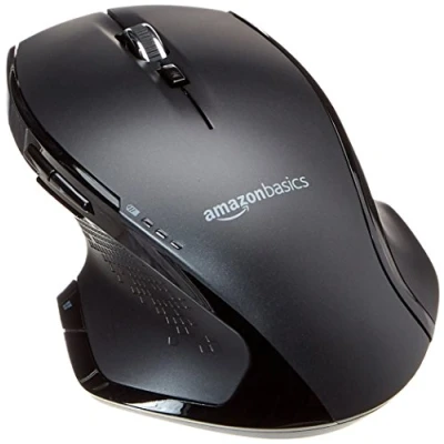 Immagine di Amazon Basics Mouse wireless ergonomico full size con scrolling rapido, Nero