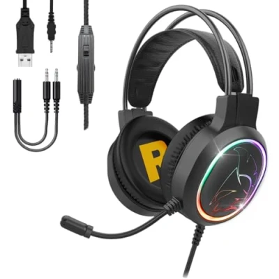 Immagine di EMPIRE Gaming 2024 Nuovo Icarus S17 Cuffie RGB per PS5, PS4, Xbox One/Series, PC, Mac, Smartphone, Tablet Telecomando Audio Stereo ad Alta Definizione Microfono Flessibile Nero