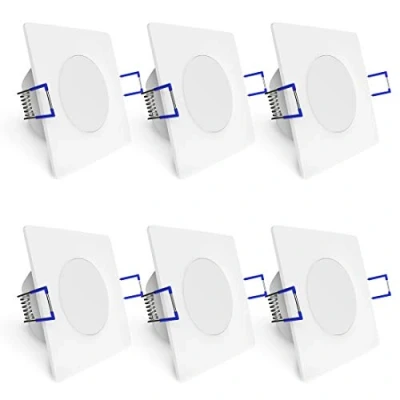 Immagine di linovum WEEVO 6 faretti da incasso a LED dimmerabili, 6,5 W, colore bianco neutro, IP44, resistenti all&#039;acqua, 230 V, extra piatti