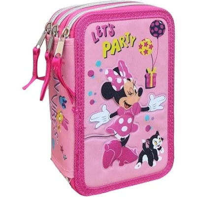Immagine di Astuccio 3 Scomparti Minnie Topolina Zip Bambina Scuola Elementare Disney Elementari Tasca A Organizer Colori Carioca Matite Pennarelli Righelli Temperamatite Gomma Penne