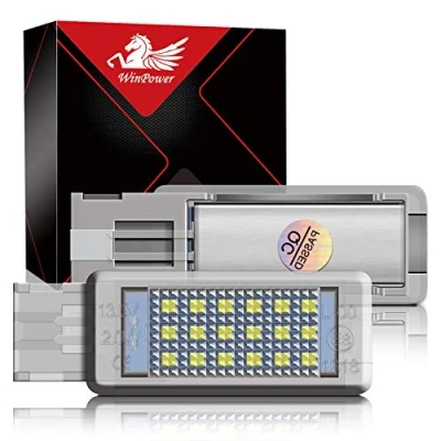 Immagine di WinPower Auto Luce vano piedi Sotto luci della porta Lampada viaggio Lampadina portaoggetti Lampade baule 6000K Bianco puro Compatibile con VW/Au di/Se at/Sko da/Por sche ect., 2 Pezzi